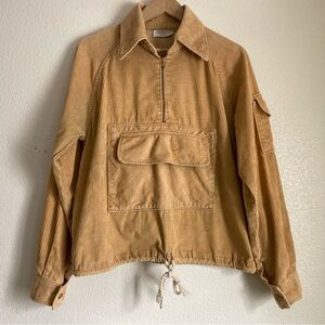 Vintage Specially Hand Made by Mother, quarter zip pullover jacket, tan, M